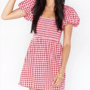 Show Me Your Mumu Strawberry Gingham Checkered Bixby Mini Dress XXL $168